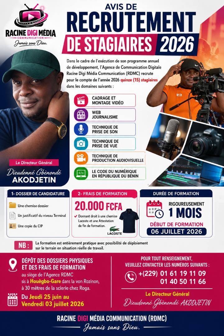 L'AGENCE DE COMMUNICATION RACINE DIGI MÉDIA COMMUNICATION RECRUTE DES STAGIAIRES